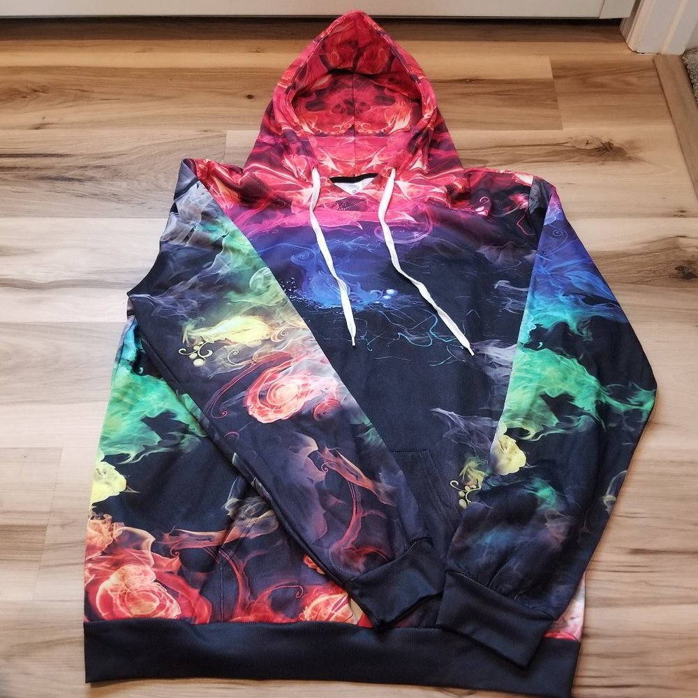 NWOT Womens rainbow smoke hoodie